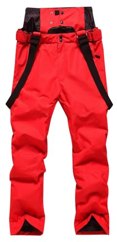 WAZHAKU Pantalon de ski pour homme - Doublé avec bretelles - Pantalon de neige - Imperméable - Salopette d'hiver - Pantalon d'hiver chaud - Avec bretelles - Pantalon de ski pour homme - Pantalon