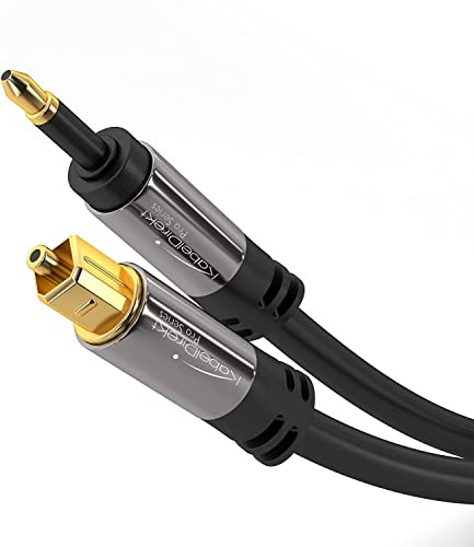 KabelDirekt – 10m – Cable Mini TOSLINK (cable de audio digital, óptico, cable de fibra óptica, transmite señales de audio digital a TV/amplificadores/HiFi, negro)