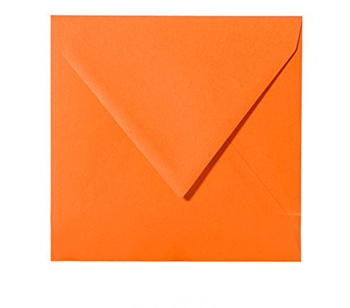 Paper24 25 Briefumschläge quadratisch 155x155 mm, 120 g/qm, Umschläge 155x155 mm in Orange