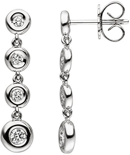 Jobo Damen-Ohrringe hängend aus 14 Karat 585 Weißgold mit 8 Diamanten