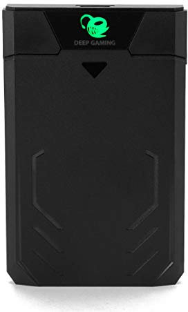 CoolBox DeepCase - Carcasa Externa Disco Duro 2.5” con diseño Gamer, USB3.0 con Soporte UASP, Compatible con HDD y SSD SATAI/II/III, Montaje sin Tornillos. Negro