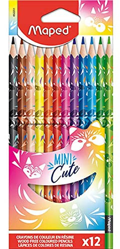 Maped - ergonomische Drei-Kant-Buntstifte, Farbstifte MINI CUTE - 12 Stück - ergonomisch - hervorragende Deckkraft
