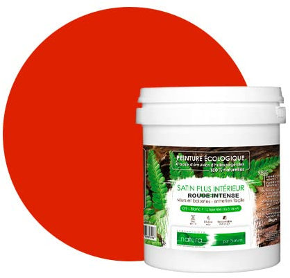 BOX DECO COULEURS Peinture murale naturelle écologique aspect satin intérieur Natura - 1 L, Rouge intense