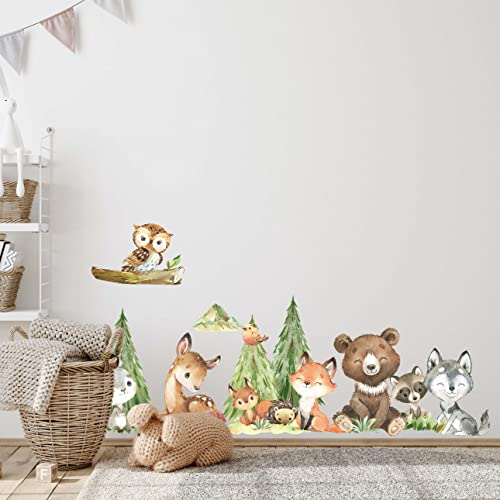 WANDKIND Waldtiere Wandtattoo Kinderzimmer V410 | handgezeichnet | AUFKLEBER Kindergarten | Babyzimmer Wandsticker Wanddeko Dekoration Abenteuer in der Natur (40 x 40 cm)
