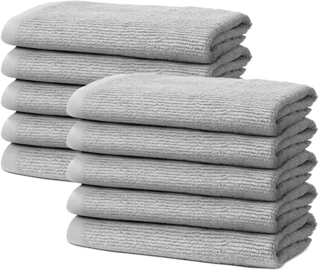 10 er Set Gästehandtücher 30x50cm | Frottee Weich & Flauschig | 100% Baumwolle | Kleine Frottier Handtücher für Gäste | Oeko-Tex | 500g/m² | Ôhm | Hellgrau
