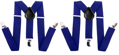 Pack de 2 Tirantes poliéster, complemento para Disfraz de Payaso, mimo, Trajes, Carnaval, Halloween, Cosplay, Fiesta, Talla única, Adulto, Azul Oscuro