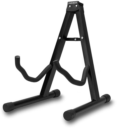 ZANGCO Adjustable A-Frame Guitar Stand - Universal Fit for Acoustic, Electric, and Bass Guitars - Sturdy, Foldable, and Portable Design - Non-Slip Rubber Feet and Padded Arms