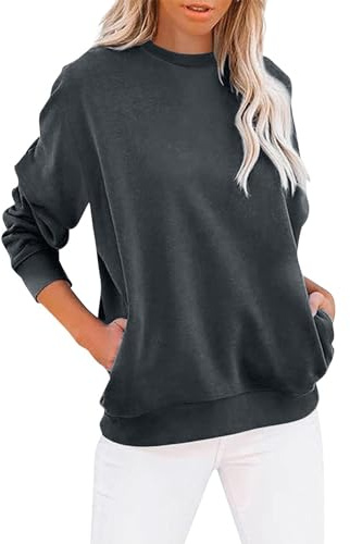 Meaunzyl Felpa Donna Invernale Senza Cappuccio Classica Hoodie-Pullover Girocollo Donna Manica Lunga Felpa Donna Tinta Unita Eleganti Streetwear Ragazza Harajuku Stile Pullover Felpa