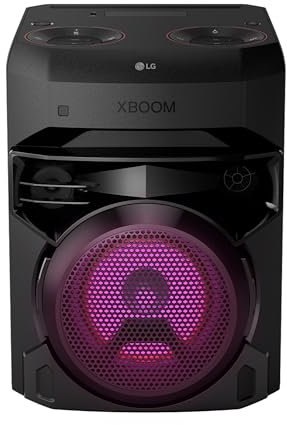 LG XBOOM RNC2, Altavoz de Gran Potencia, 80W, la Bestia, 2 Altavoces, Bluetooth 4.2, USB, Conexión Auxiliar RCA, iluminación LED y entradas para micrófono, Gris Oscuro