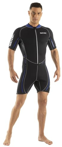 SEAC Trendy Man, Combinaison Courte Une pièce en néoprène de 2,5 mm avec Fermeture éclair Frontale, pour la plongée en apnée, Le Surf et Les Sports Nautiques dans Les eaux tempérées