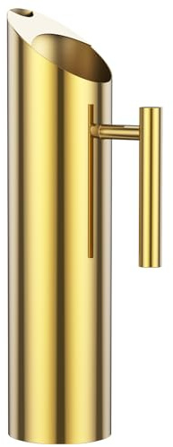 Vattenkaraff med isbarriär, vattenkaraff av rostfritt stål, lutningsdesign, förlängt handtag, rostfri, vattenkanna för juice, kallt vatten, vin, kaffe te (guld, 2 l)
