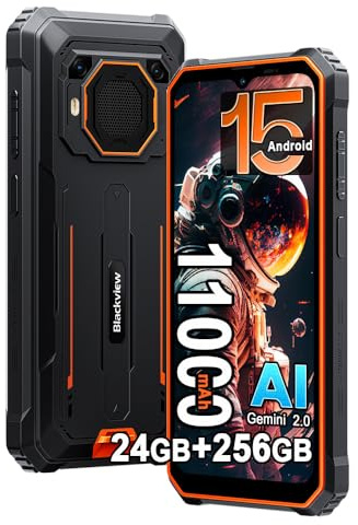 Blackview BV6200 Plus 24Go+256Go Telephone Portable Incassable, 11000mAh, Téléphone Débloqué, 16MP+13MP, 6.56 HD+ Smartphone Incassable Etanche, Dual 4G LTE/GPS/NFC/OTG Phones (Orange)