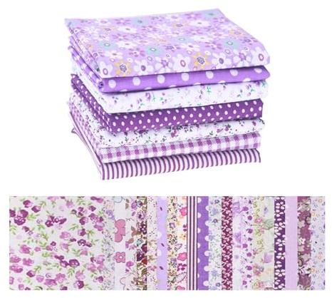 50Pcs 10x10cm Purple Cotton Fabric Squares for Quilting, Patchwork, DIY Crafts & Textile Painting - Material for Sewing, Premium Patchwork Fabric