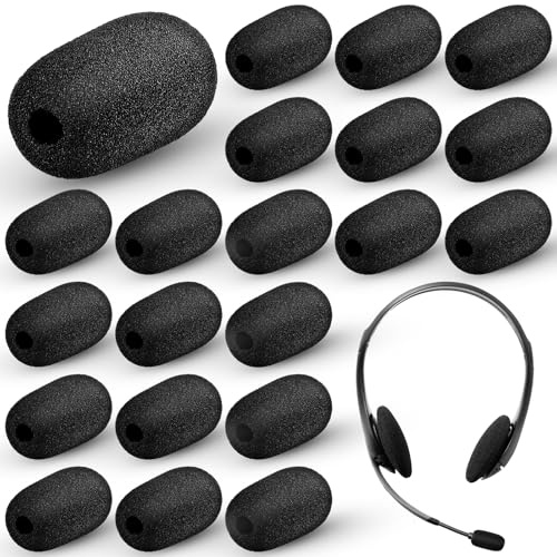 Innconee 20 Pcs Mini Mic Foam Windscreen Covers, 5 x 36 mm, Black