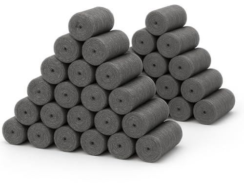 Steel Wool #0000 Grade Pads, 60 Pack – Flexible Cut to Size Wire Wool for Glass Shower Door Hard Water Removal, Chrome & Stainless Steel Polishing, Weep Hole Gap Filler, Mice Control & Rodent Barrier