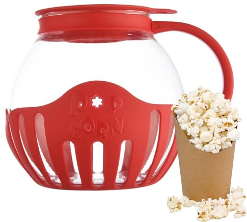 Microwave Popcorn Maker With Lid, 2.13 Liter Popcorn Microwave Kettle With Handle, High Temperature Resistant, Healthy Less Fat, Pop Corn Air Poppers For Kids Movie Nights Parties Home