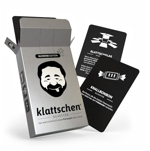 DENKRIESEN - klattschen® Silvester Edition | 2+ Spieler ab 16 Jahren | Kartenspiel für Erwachsene | Partyspiel & Gesellschaftsspiel | Wörterspiel für Spielabende und Feiern | Silvesterspiel