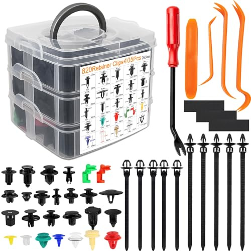 KELAV 925 pièces Clips de Fixation Universel pour Voiture - 26 Tailles Rivet Plastique, Kit d'Attaches pour Panneaux de Porte, Pare-chocs, Garde-boue avec Outil de Démontage et Boîte de Stockage