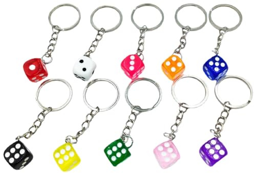 10st Tärning Nyckelring Tärning Charm Nyckelring Hänge för ryggsäckar Tillbehör Creative Bag Charm