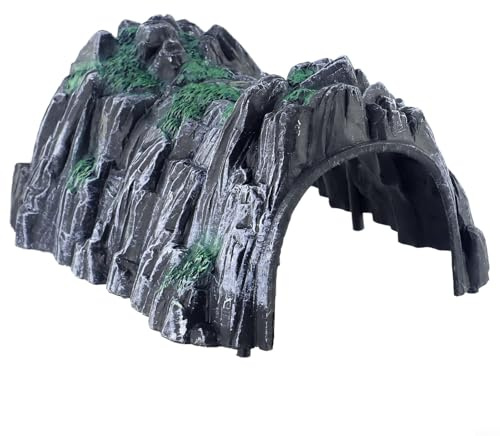 Grey Stone Tunnel Portal for Wooden Train Tracks - Plastic for cave Model Railroad Decoration 9.5cm High