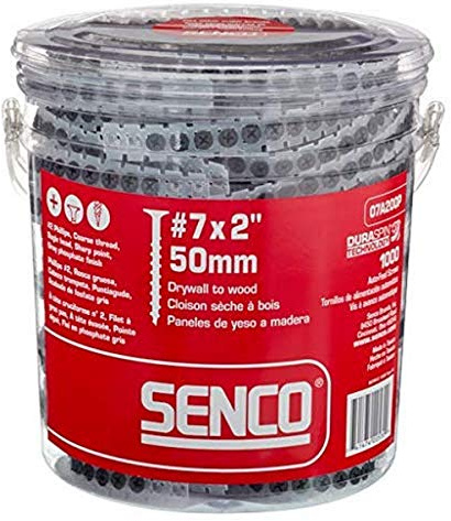 Senco 07A200P Duraspin#7 by 2 Drywall to Wood Collated Screw (1, 000per Box), Grey