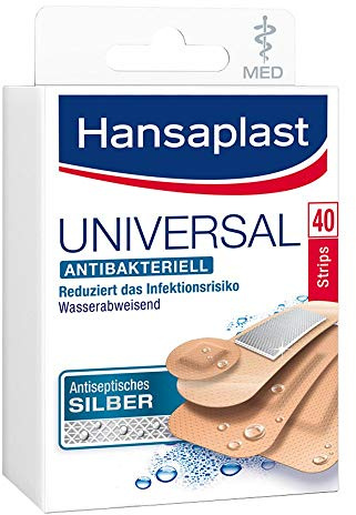 Hansaplast Universal plåster 40 ränder, smuts- och vattenavvisande sårplåster, blandat plåsterset med stark vidhäftningsförmåga