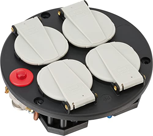 Brennenstuhl Steckdoseneinsatz 230/16A IP20 (4-Fach Steckdoseneinsatz-Montageplatte, für den Innenbereich, mit Überhitzungsschutz) schwarz/lichtgrau