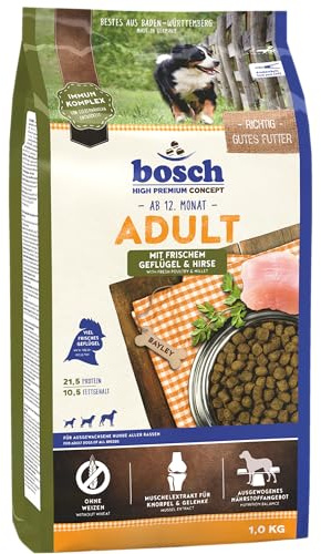 bosch HPC Vuxen med färskt fjäderfä och hirs | Torrfoder för vuxna hundar av alla raser | 1 x 1 kg