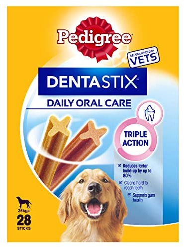Pedigree Dog Treat for Large Dogs, Dentastix Daily Dental Chews, 28 Sticks