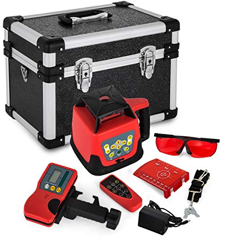 VEVOR Professional Rot Rotationslaser max. Arbeitsbereich 500 m, Linienlaser 360 Grad Laser höhenmesser Wasser- und staubdicht außenbereich Arbeitszeit 20 Stunden mit Fernbedienung und Schutzbrillen