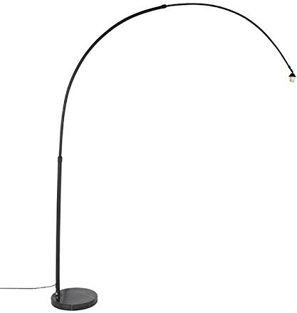 Qazqa - Modern Arc Floor Lamp I Arc Floor Light XXL Black with Marble Base - - Suitable for LED E27 | 1 Light - Steel Arc lamp - Suitable for Bedroom I