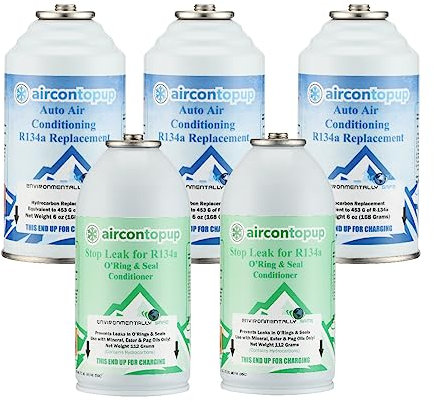 Car Aircon Air Con 3 Top Up 2 Leak Stopper Recharge Refill Regas DIY Gas Cans