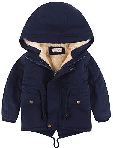 amropi Niños Chico con Capucha Anorak Invierno Chaqueta Forro polar Cálido Abrigos (Armada,3-4 años)