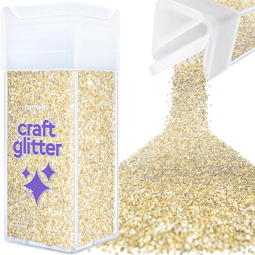 Hemway Craft Glitter Shaker Champagne Gold 130g Chunky | for Resin & Epoxy Crafts, Christmas Art Supplies, Nail, Body, Face, Eye, Festival, Crafting, Slime, Sparkle