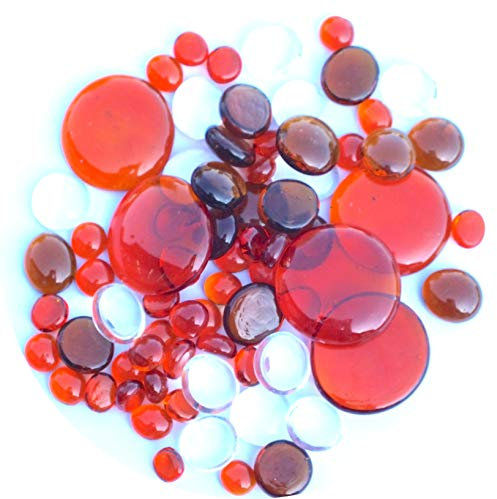 mesbilles - 250 GR Mélange Orange Transparence Billes Plates - Galet en Verre 30 mm 20 mm 10 mm Cailloux en Verre décoratifs