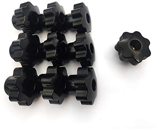 10 Pcs M8 Star Shape Head Knobs, Black Plastic Female Thread Clamping Knobs, Grip Hand Knob Handle for Woodworking Fixture Furniture Machine Tool