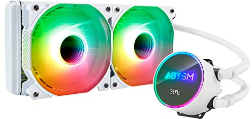 ABYSM Gaming Sistema de Refrigeración Líquida para CPU ARTIC 240 ARGB White, con Ventiladores Silenciosos de 120 mm y Display de Temperatura y Conexión 4 Pines PWM