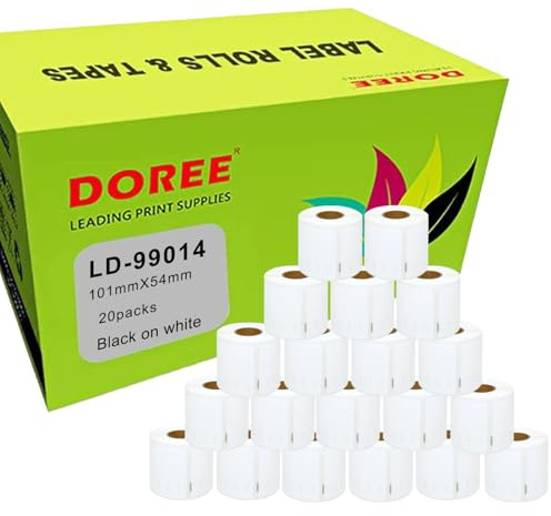 DOREE confezione da 20 etichette indirizzo 99014 S0722430, 54 x 101 mm,220 etichette per rotolo, compatibile con Dymo LabelWriter 4XL 450 400 330 320 311.
