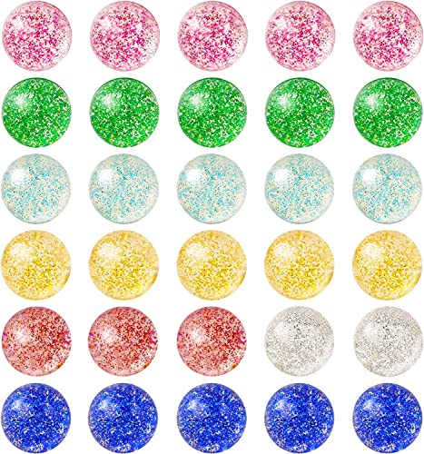 flintronic 30 Stück Hüpfbälle Glitzer Hüpfbälle, 32mm Hüpfbälle für Kindergeburtstag Gastgeschenke, Mehrere Farben Zufällig Hüpfbälle für Mitgebsel Kindergeburtstag