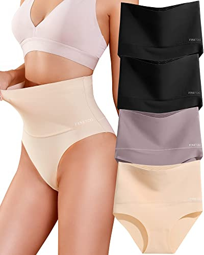 FINETOO - Confezione da 4 Slip Modellanti a Vita Alta Senza Cuciture per Donna,2XL