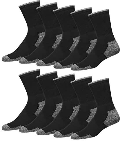 SOXCO 10 Paires de Chaussettes de Sport en Coton pour Homme – Chaussettes Hautes de Travail (EU 43 46, Noir)