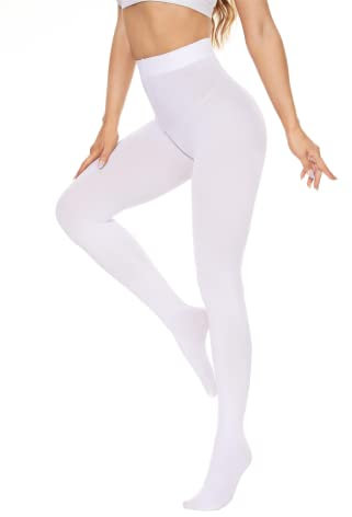 DUCMODA Collant Donna a Vita Alta 80 Denari, Elastici Collants Coprente, Fini-Collant da Donna oltre 20 colori,bianco,xl-xxl