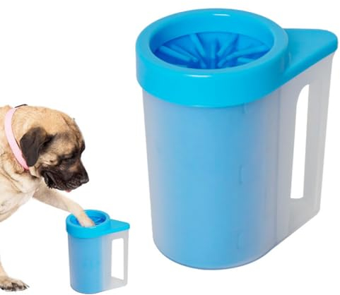 COMFPET pfotenreiniger für hunde mit silikonbürste, Hundepfoten Reiniger, Tragbare Hundepfoten Reiniger, Silikon Hundepfotenreiniger mit Stiel für Katzen und Hunde Paw Washer, M