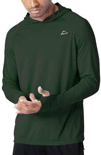 WILLIT Herren Hoodie Kapuzenpullover UPF 50+ Sonnenschutz Rashguard Kapuzen Shirt Langarm SPF Angeln Outdoor Laufen Wandern Leicht Armeegrün L