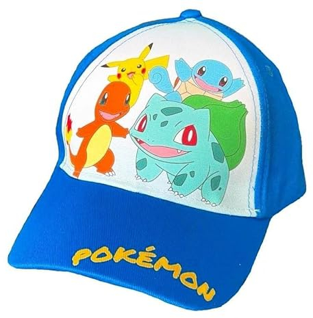 Pokemon Baseball Cap, Kappe Schirmmütze für Kinder Jungen Mädchen Cappy mit Klettverschluss verstellbar (Dunkelblau 52)