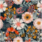 HAOKHOME Boho Self Adhesive Wallpaper Floral Wall Paper Removable for Bedroom Navy/Pink/Orange Contact Paper 3m x 44.5cm