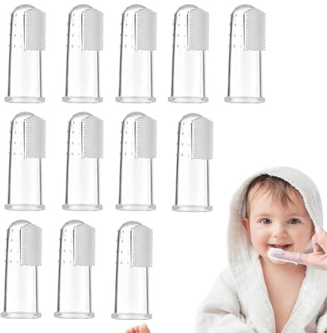 12PCS Finger Toothbrush for Toddler and Baby 0-2 Years - Effective Silicone Tooth Cleaner for Dental Care, Teething Relief and Gum Massage