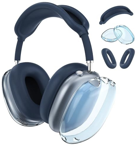 MMOBIEL Silicone Case Cover for AirPods Max Headphones Clear Soft TPU Ear Cups/Silicone Ear Pad Case/Headband Cover – Anti-Scratch Soft Protector – Blue