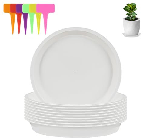 alwaiiz Lot de 10 soucoupes rondes en plastique pour plantes d'intérieur et d'extérieur