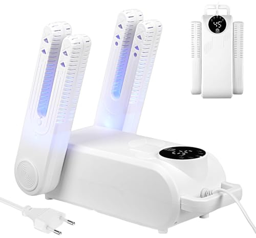 XstarG Secador de Zapatos Eléctrico, Secador y Refrescador de Zapatos, Secador de Botas de Esquí con 5 Temporizador, 180° Ajustable Tendederos, Shoe Dryer para Zapatos, Calcetines, Guantes